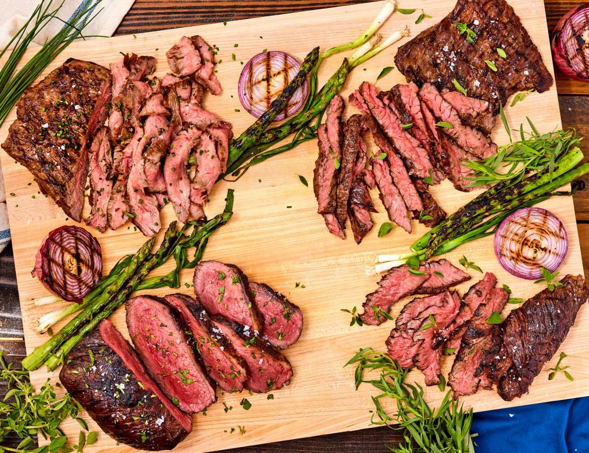 Grilled Mixed Grilled Alternative Cute of Beef that include sliced Picanha, Hanger Flank and Skirt Steaks