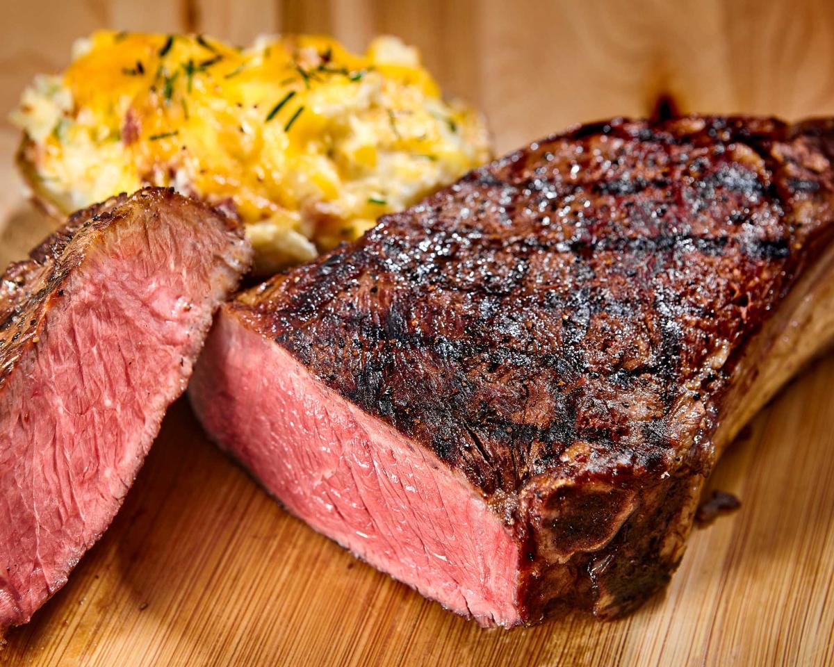 Bourbon Marinated "Cowboy" Bone-In Ribeye Steak