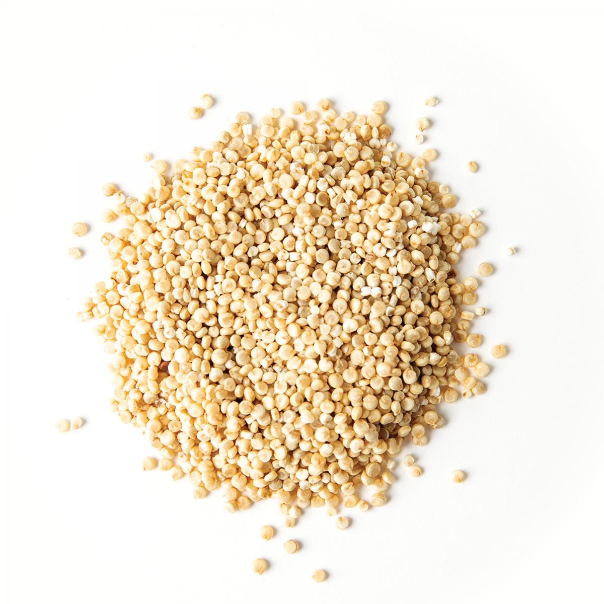 Small pile of uncooked quinoa