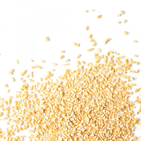 Small pile of uncooked steel-cut oats