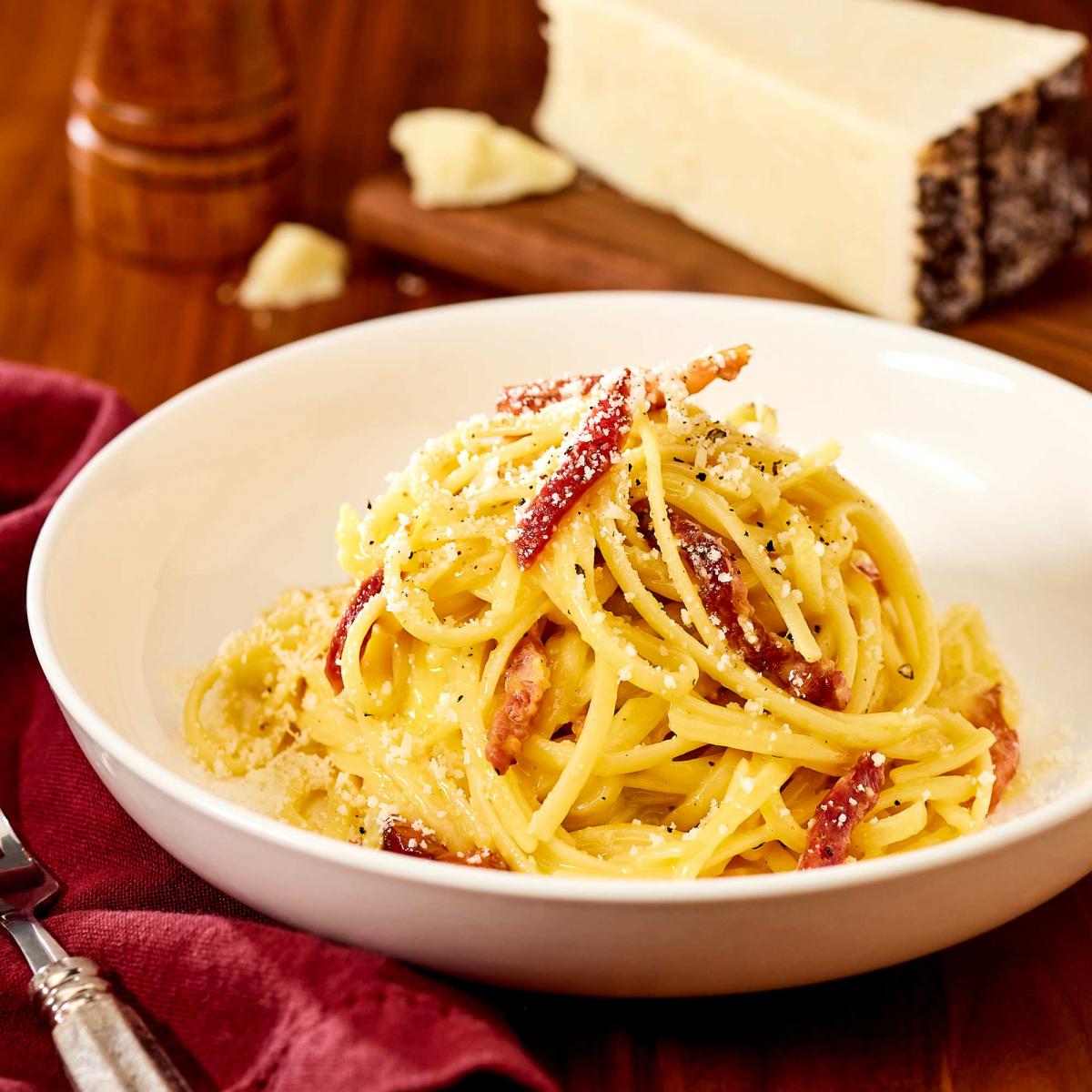 Spaghetti Carbonara with Pecorino and Guanciale