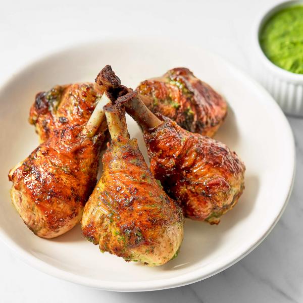 chimichurri drumsticks with sauce on the side