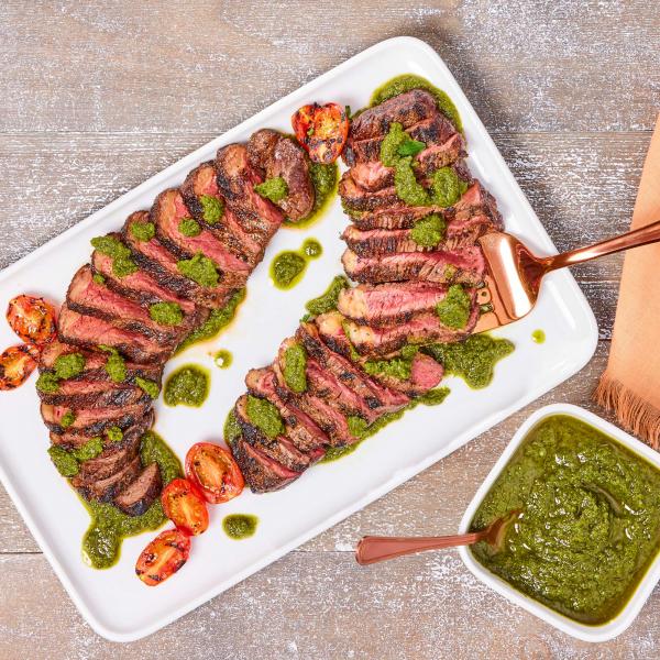 Sliced First Light Picanha Steaks with Chimichurri 