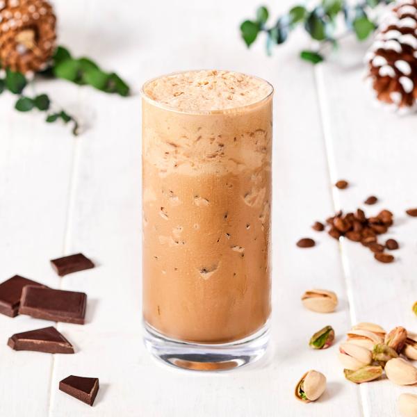 Cocoa Pistachio iced Shakerato from the coffee bar
