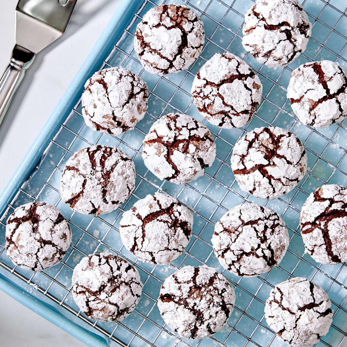 Dark Chocolate Bourbon Crinkle Cookies