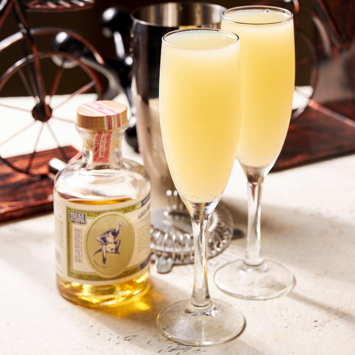 Death in the afternoon cocktails with absinthe bottle