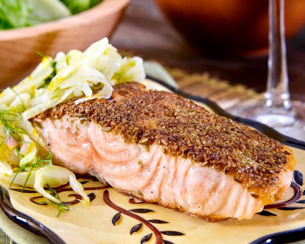 Fennel-Crusted Salmon with Fennel Orange Slaw