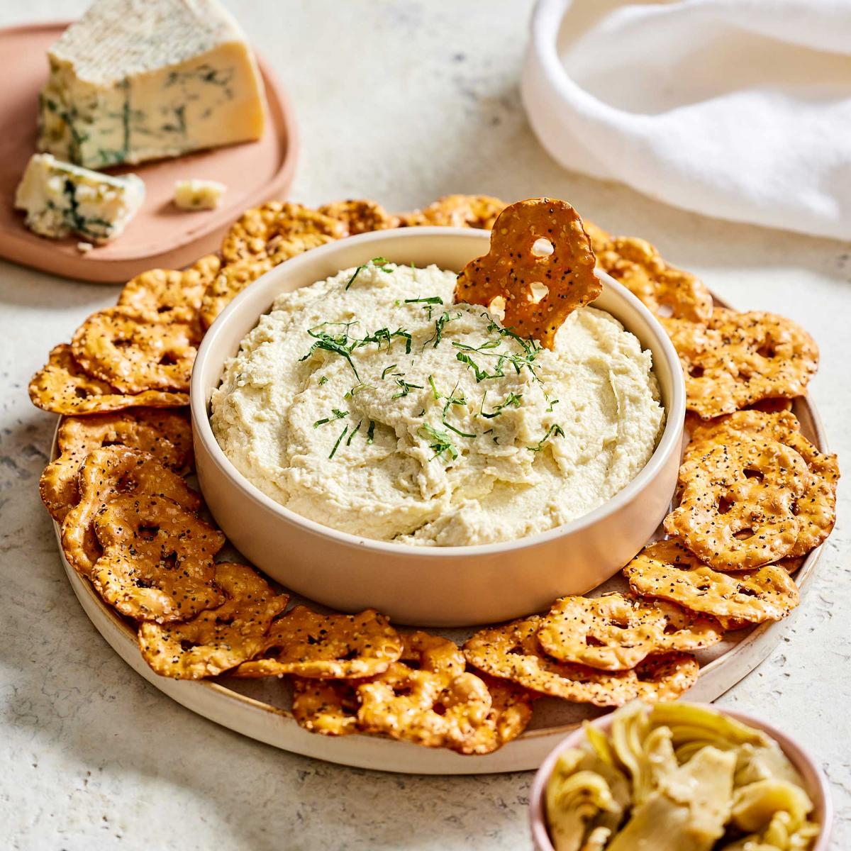 Four Cheese Artichoke Pretzel Dip