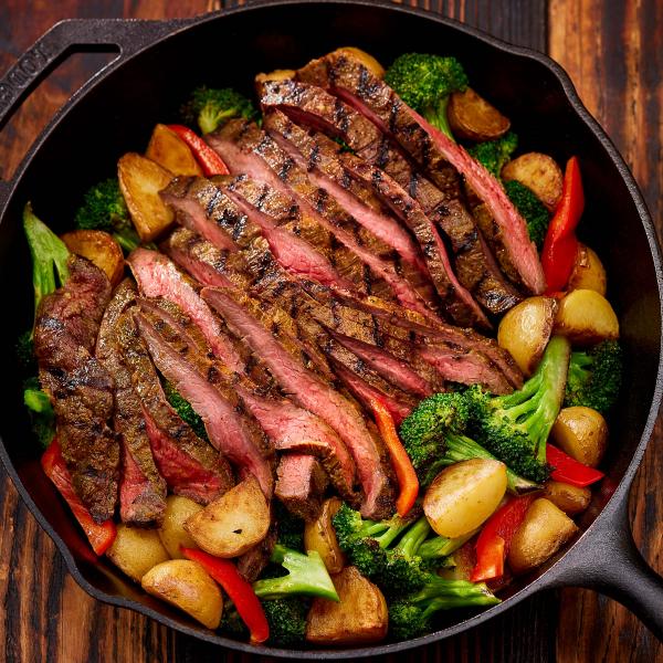 Grilled Herb Garlic Flank Steak with Roasted Vegetables
