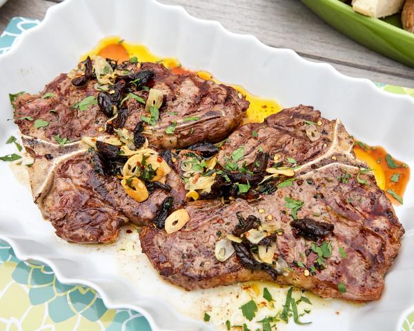 grilled T-bone steaks