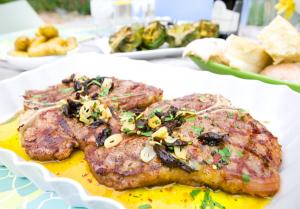 Grilled t-bone steaks
