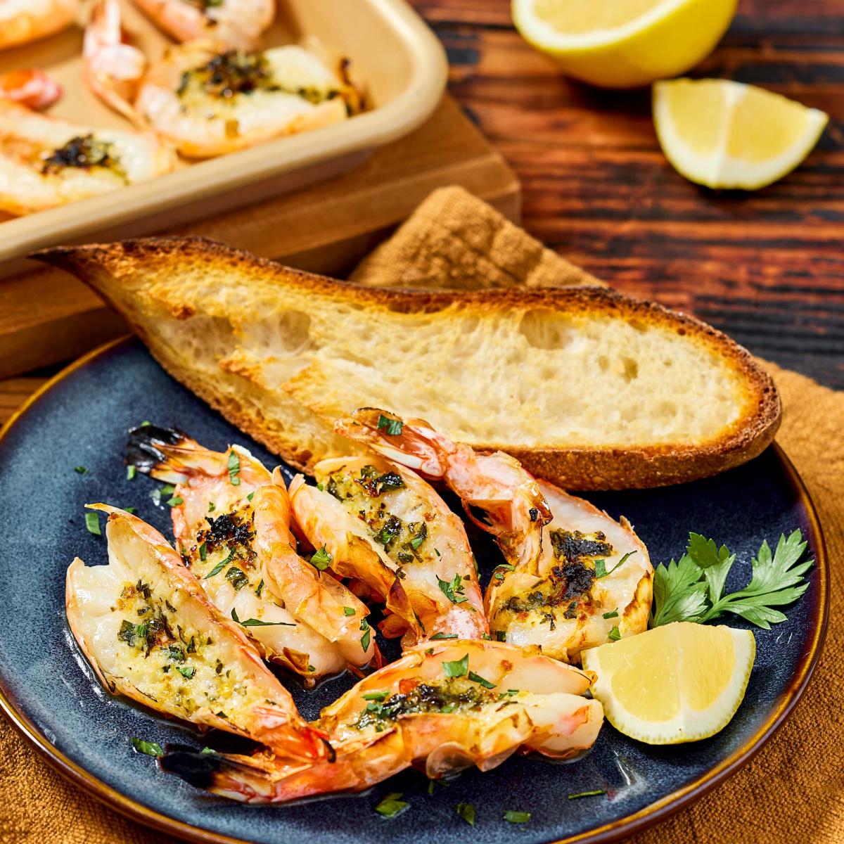 Broiled 21&ndash;25 Count Gulf Prawns with Garlic-Chili Butter