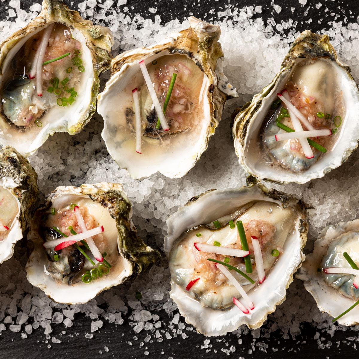Kumamoto Oysters with Horseradish Mignonette