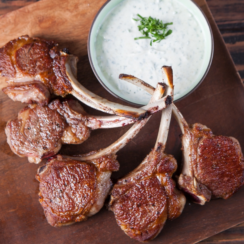 Lamb Lollipops with Yogurt Sauce