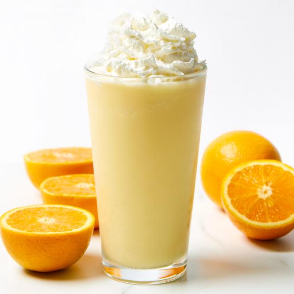orange dreamsicle frappe drink with oranges
