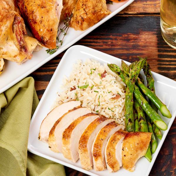 Sustainable Chicken Dinner with Lundburg Rice and Organic asparagus from Durst Organic Growers