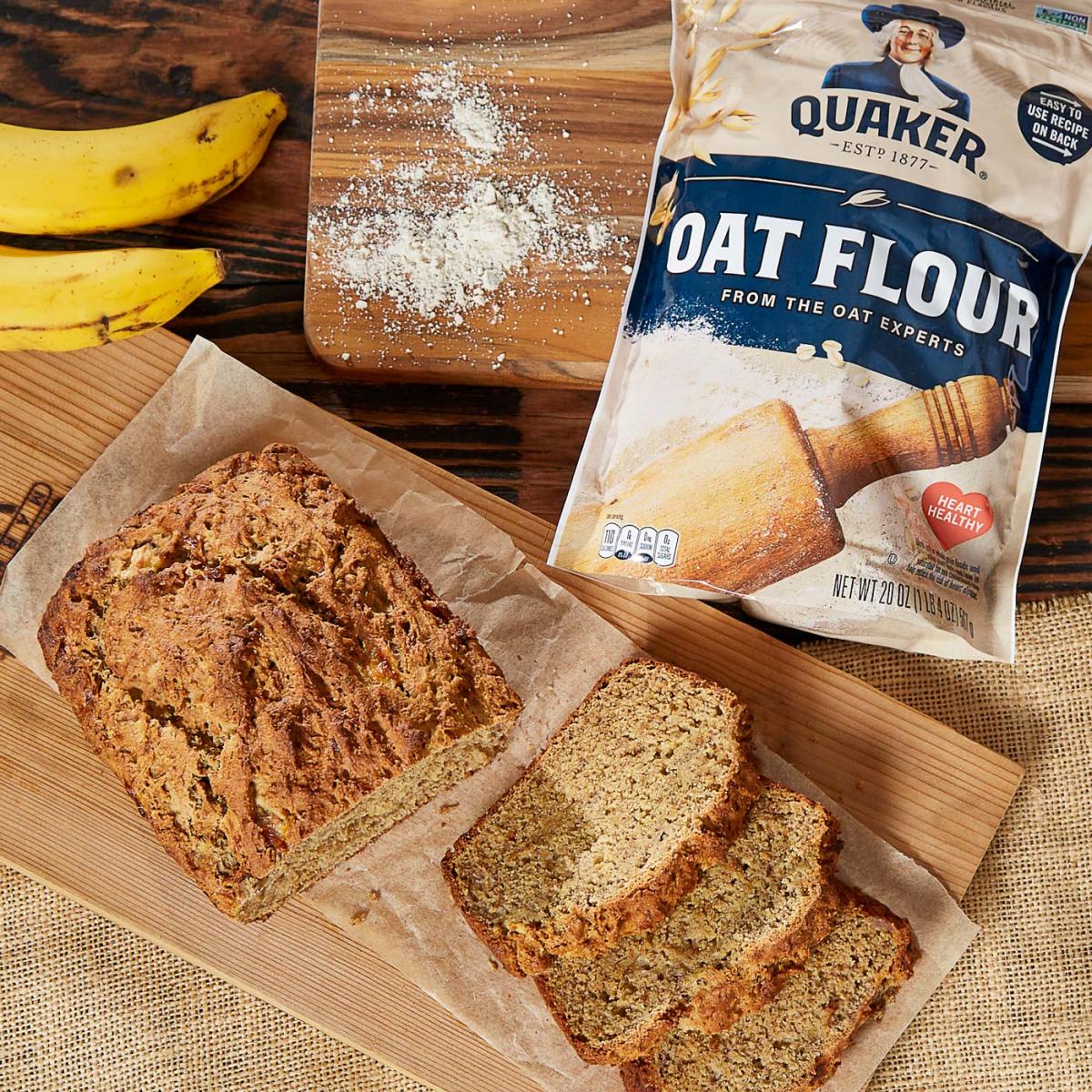 quaker oat flour banana bread with bananas