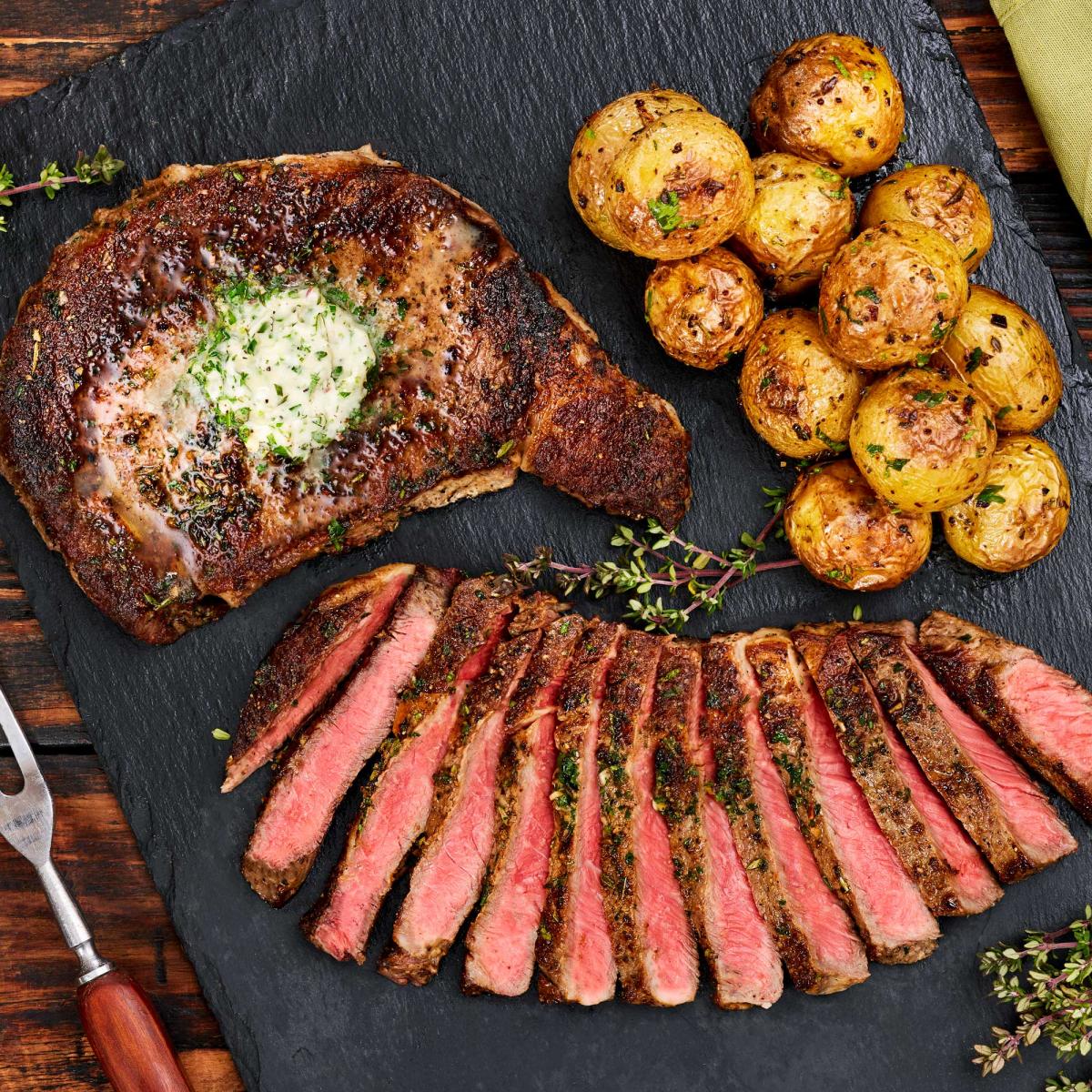 Pan-Seared Ribeye with Roasted Potatoes