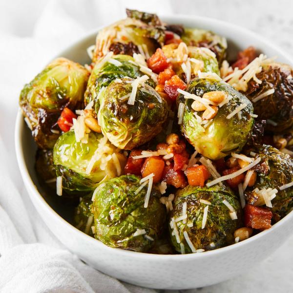 Roasted Brussels Sprouts with Pancetta & Pecorino Romano