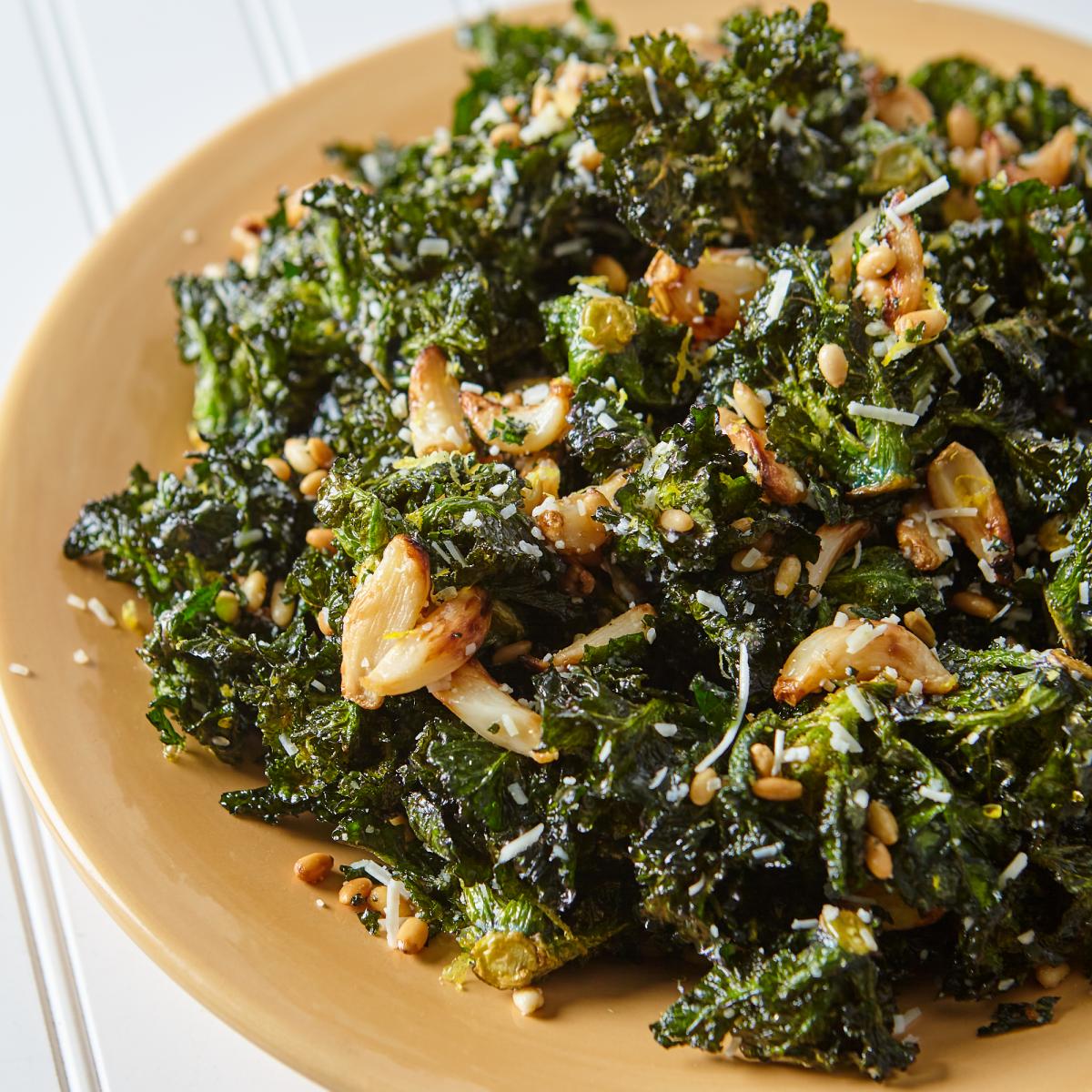 bowl of roasted kalettes