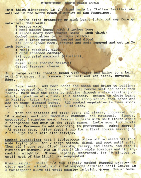Original Family Recipe for North Beach-Style Minestrone
