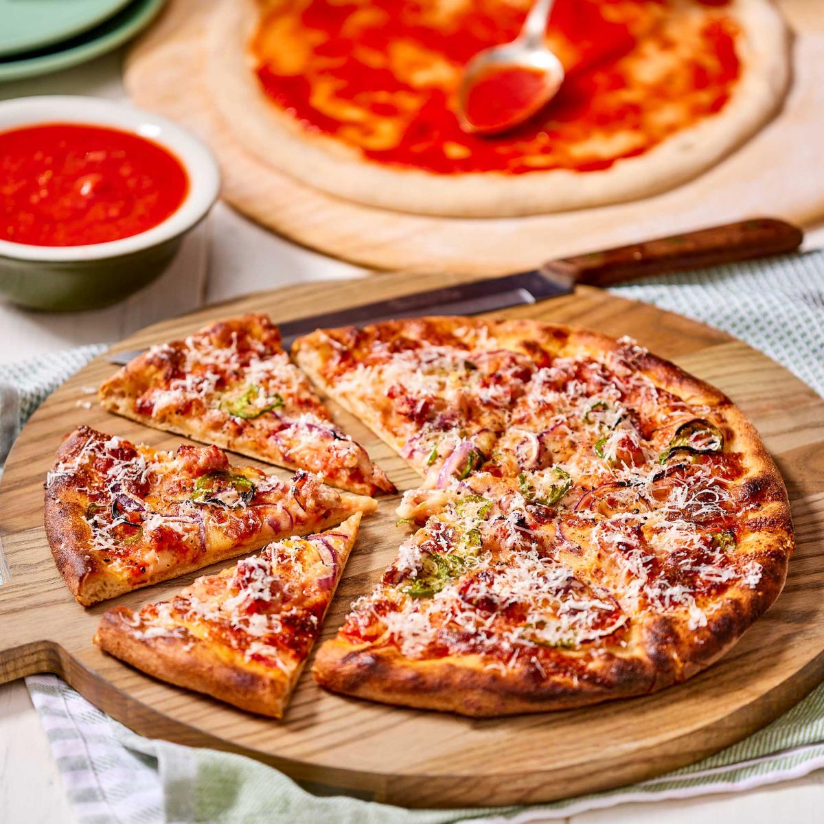 Sourdough Pizza Crust with Spicy Pizza Sauce