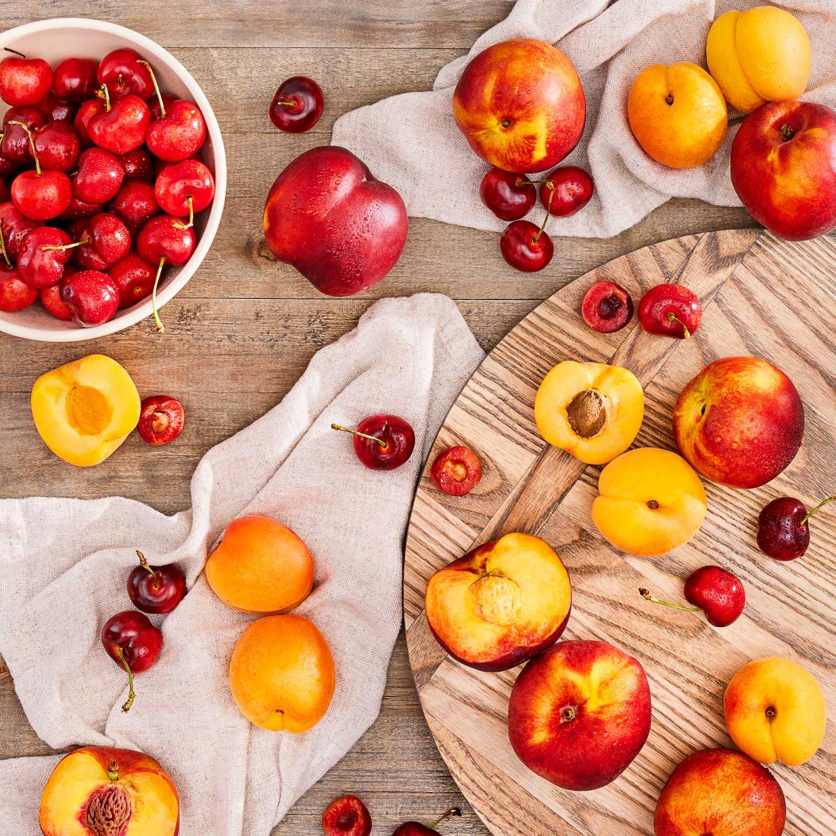 stone fruit produce including cherries, peaches, nectarines and apricots