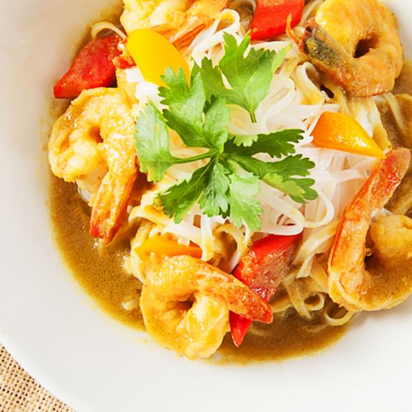 Thai green curry with shrimp