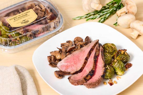 Rosemary Tri-Tip Dinner with Mushrooms in package and plated